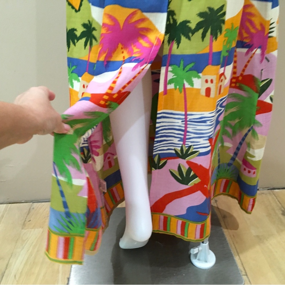 True Destinations Maxi Dress Palm Scenic Strapless Coverup Tropical Women S New - Picture 6 of 6